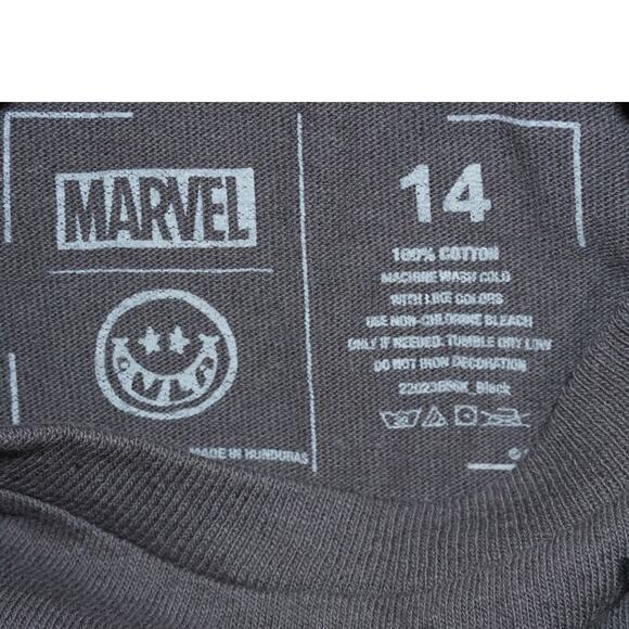 Marvel Hulk Smash Graphic Tee Shirt Size 14 – Gray Black Shatter Print - Picture 2 of 3